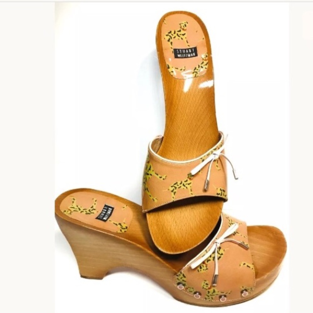 Stuart Weitzman Wooden Wedge Mule Heels